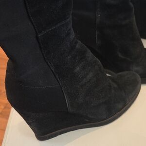 Stuart Weitzman Black Suede Wedge Boots